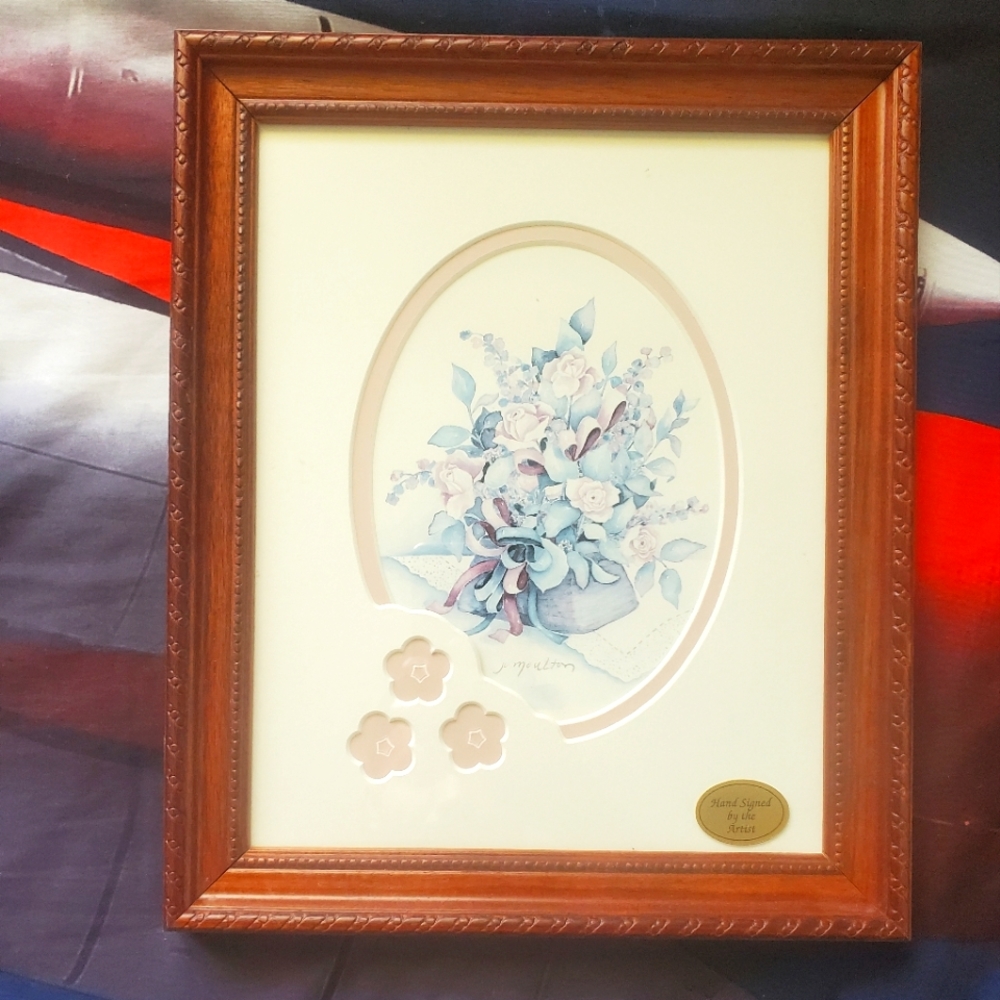 Framed Flower Art" by Jo Moulton hand sing by the artist